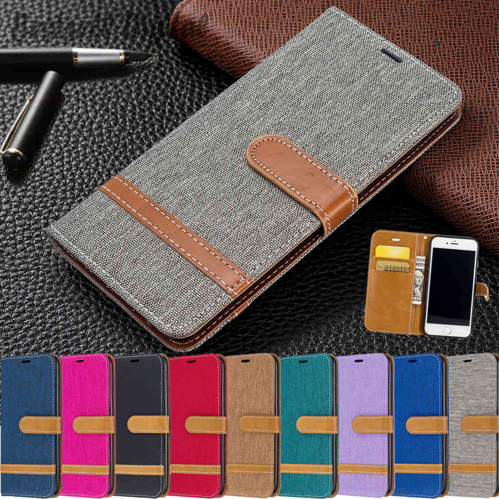 

Fashion Denim stitching Leather Phone Case For Samsung Galaxy A01 A10 A10S A10E A11 A20 A30 A20S A20E A21 A21S A30 A50 Flip Wallet Cover, Purple