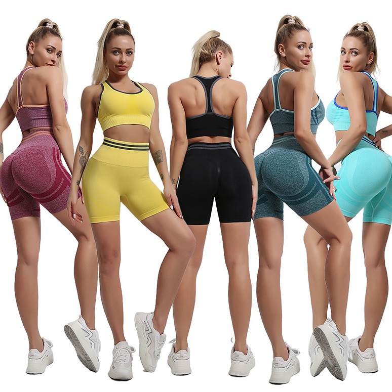 

workout tech fleece Yoga Suit short Pant Gym shark Bra Sportwear Tracksuit Fitness leggings Sport Gymshark Print shorts two piece set Tracks, Black