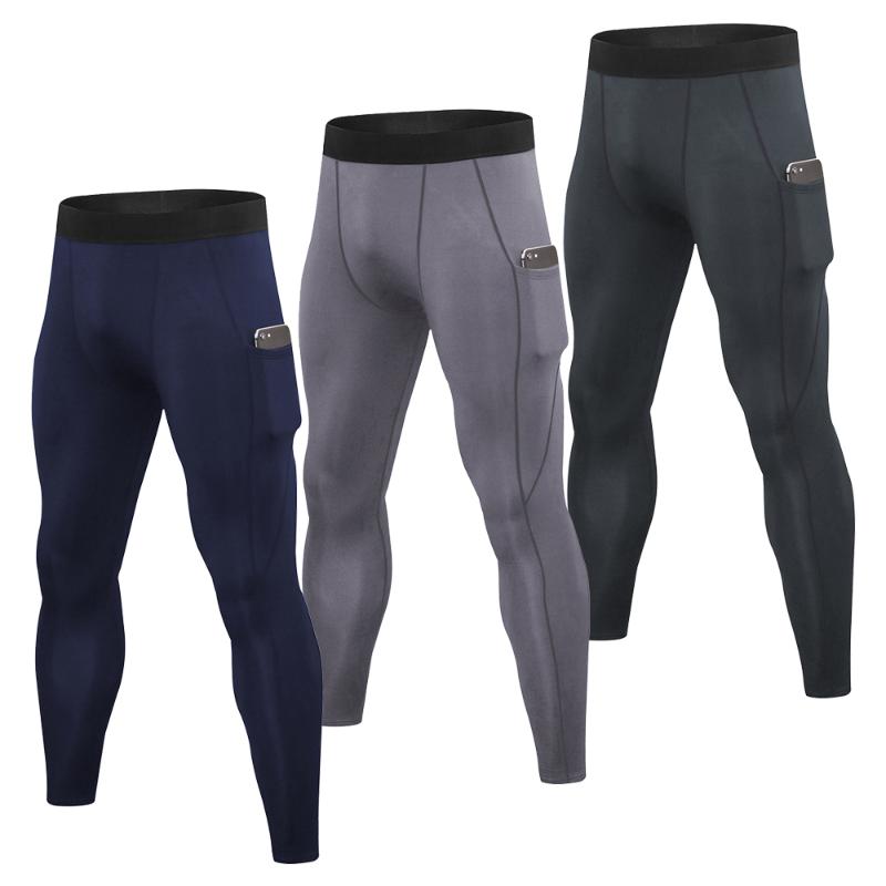 

Pack Men' Training Sport Leggings Compression Tights Running Pocket Quick Dry Workout Gym Fitness Jogging Pants