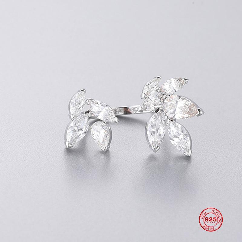 Cluster Rings 2021Fashion Charm Pure 925 Silver Original 1:1 Copy, Small Fresh Branch Shape Fashion Wild Ring Female Luxury Jewelry Gifts-image-711202607
