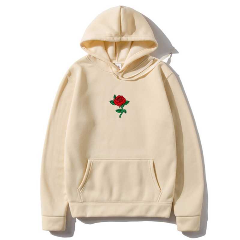 

2021 street fashion men's and women's casual Pullover hip hop long sleeve rose print Hoodie sportswear top