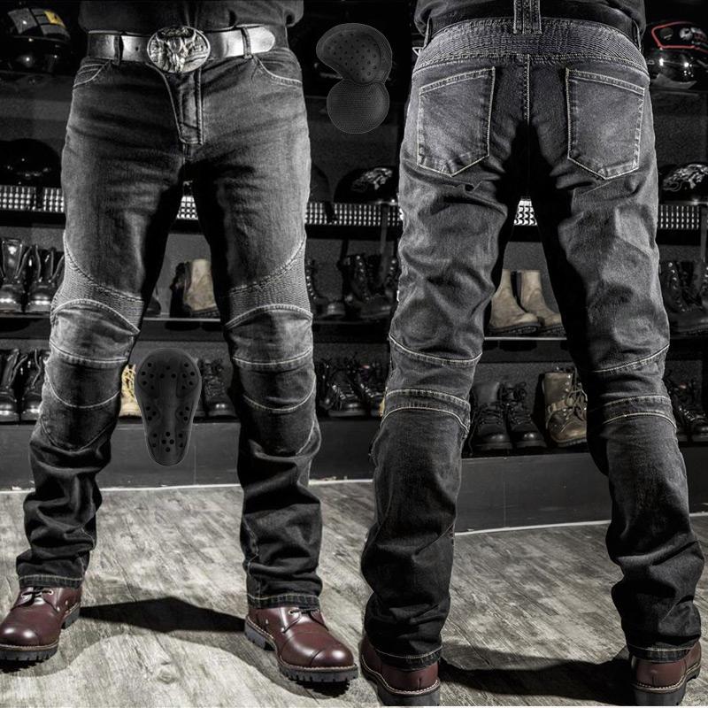 

Brand 4 Season Motorcycle Leisure Motocross Pants Outdoor Riding Jeans With Obscure Protective Equipment Knee Gear Hip Pads Men's, Blue