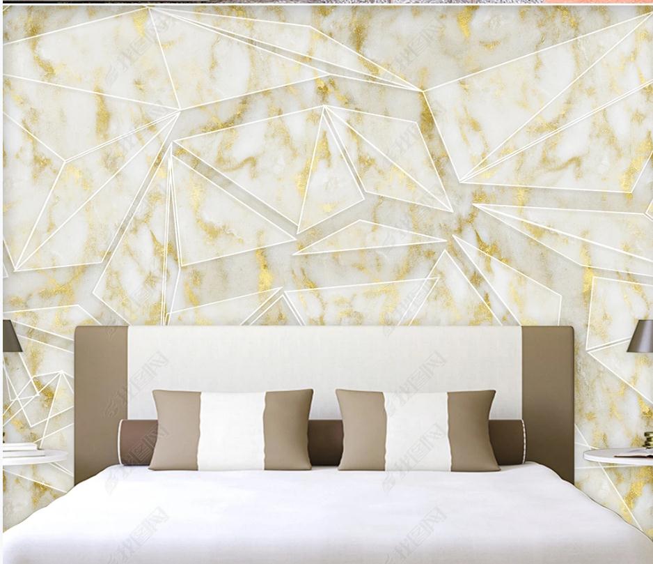 

3d murals wallpaper for living room Geometric wallpapers triangle minimalistic abstract background wall, Gold