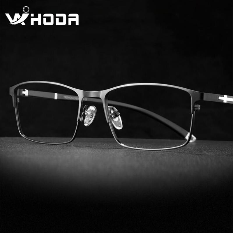 

Fashion Sunglasses Frames WIHODA Men's Business Falf Glasses Frame, Square Metal Alloy Full Frame Optical TR90 Leg Glass For Myopia FP9211