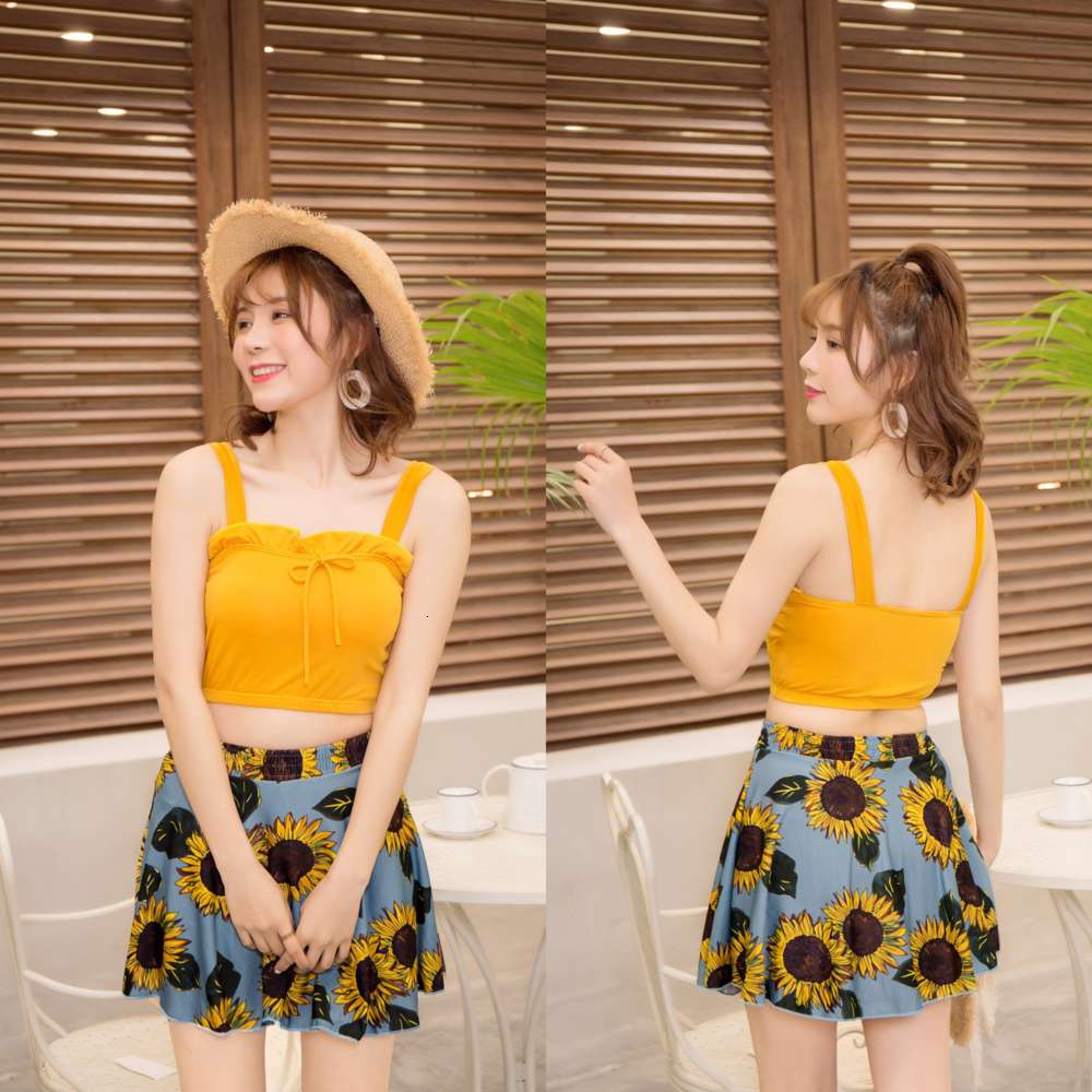 Women&#039;s Split Piece Skirt Flat Angle Swimsuit Sexy Hot Spring Net Red Bikini triangl swimwear-image-692543596