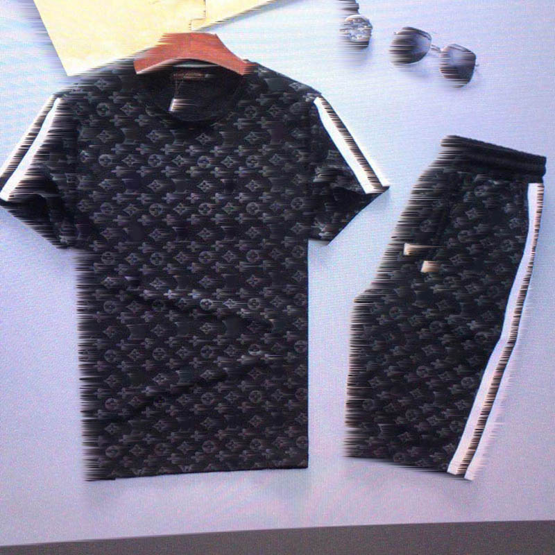 

Summer Casual Mens Tracksuit Clothing Men Fitness Sports Suit Man Brand Short Set T-Shirt Sportswear Two Piece, Gray