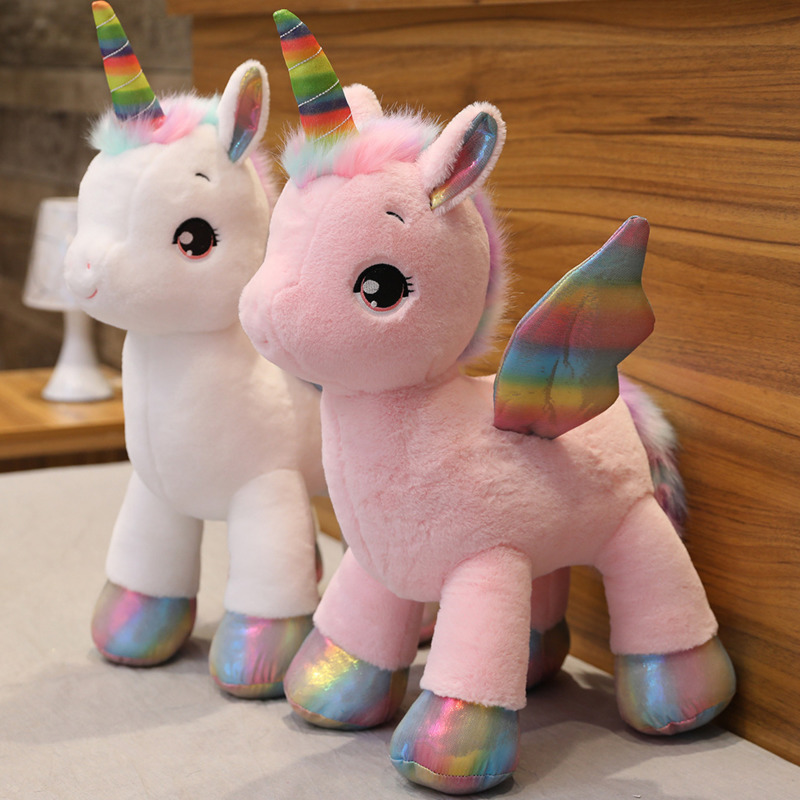 

Giant Unicorn Toy Fantastic Glow Rainbow Wings Unicorn Plush Toy Stuffed Animal Doll Fluffy Hair Fly Horse Toys Soft Fluff