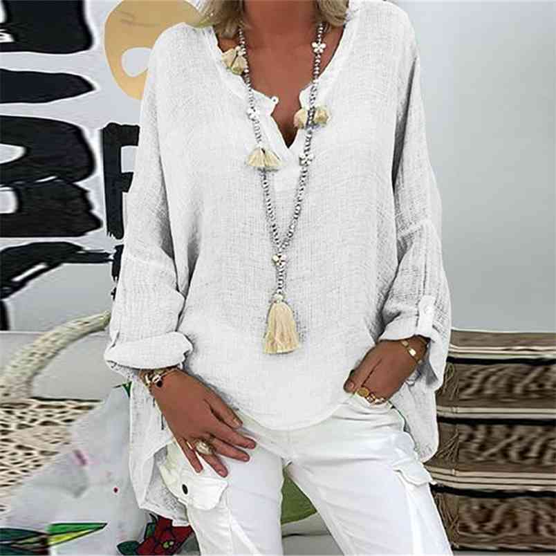 

Lady Harajuku Autumn Plus Size Top Female Oversized Solid Pullover V-Neck Casual Loose Tees Women Long Sleeve Blouse Shirt 210831, Green