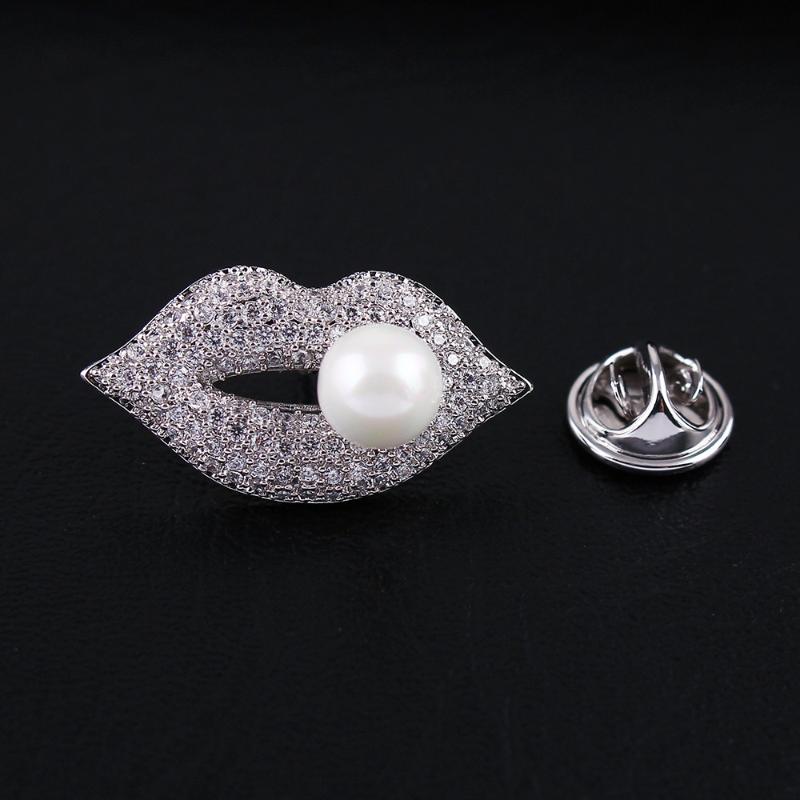 

Pins, Brooches Sexy Lips KISS CZ Lapel Pin Collar Brooch Fashion Ornament Jewelry Accessories