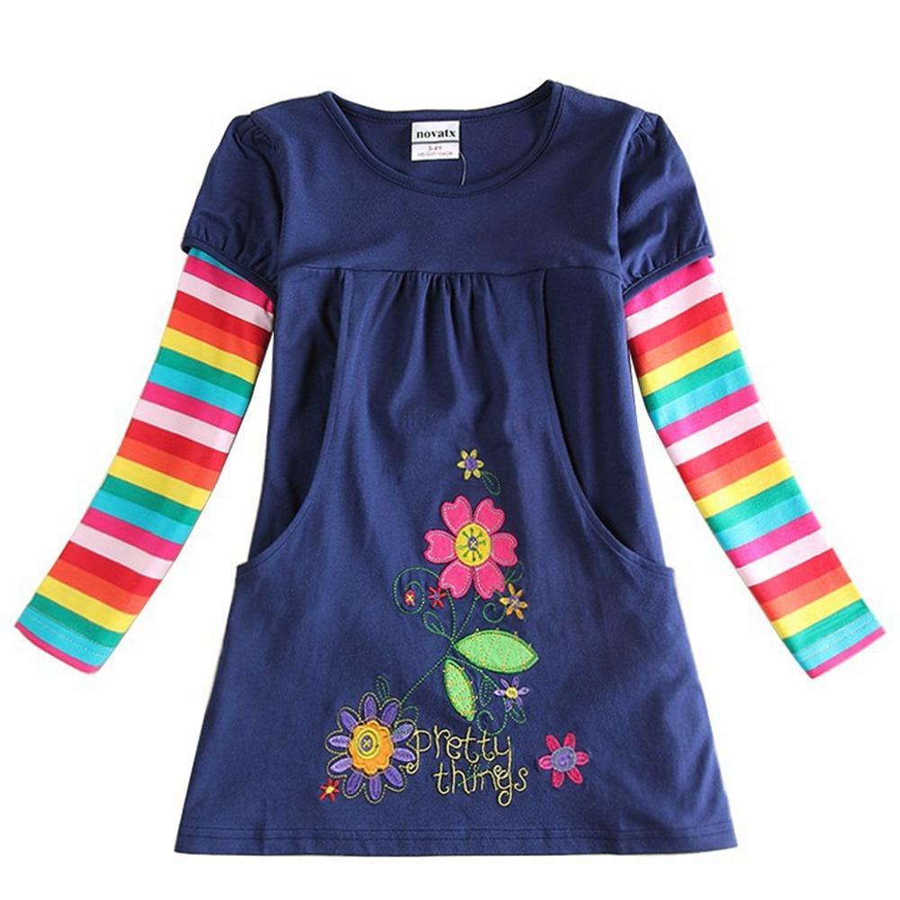 Girl&#039;s Dresses NEAT NOVA Top retail est design baby girls flower frocks clothes long sleeve T-shirt kids H5802 B0JT-image-692312834
