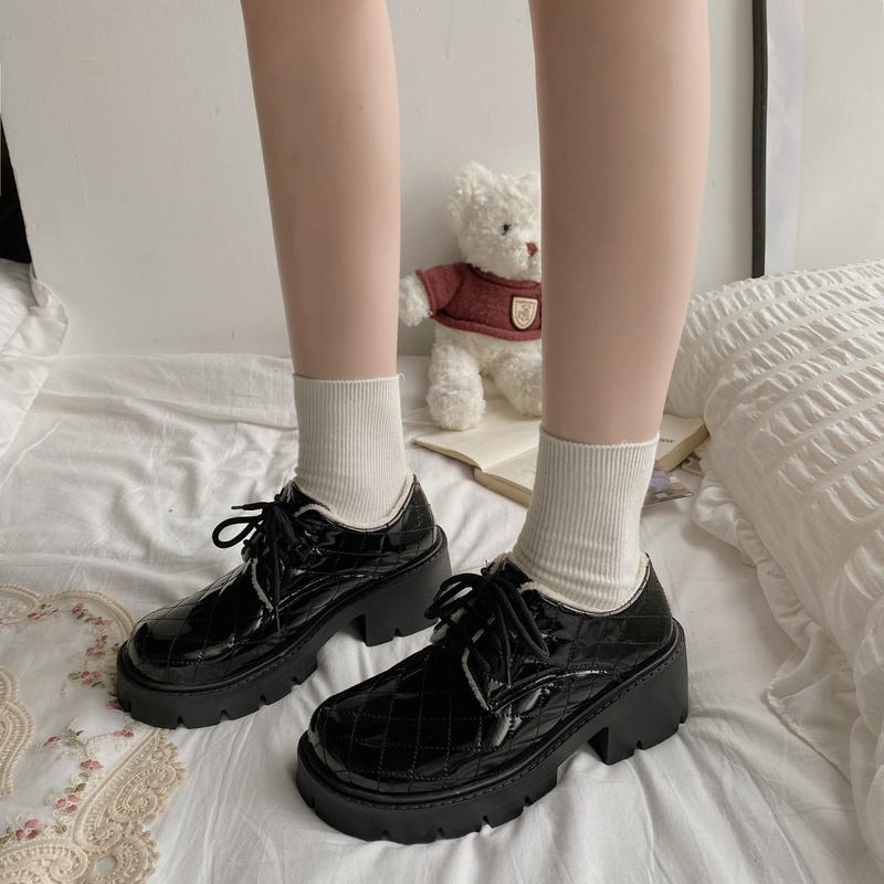 

Dress Shoes Oxfords Women's Lolita Women Heels School Uniform Jk Student Girls Kawaii Platform Low Heel Boots, Black matte