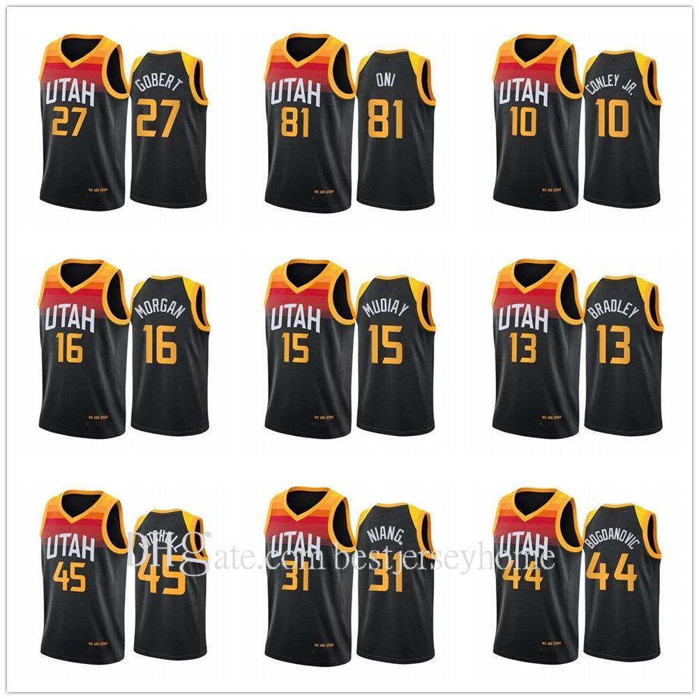

Men Basketball Jersey Donovan 45 Mitchell Mike 10 Conley 00 Clarkson Rudy 27 Gobert 17 Udoka Azubuike 15 Derrick Favors, Black;red