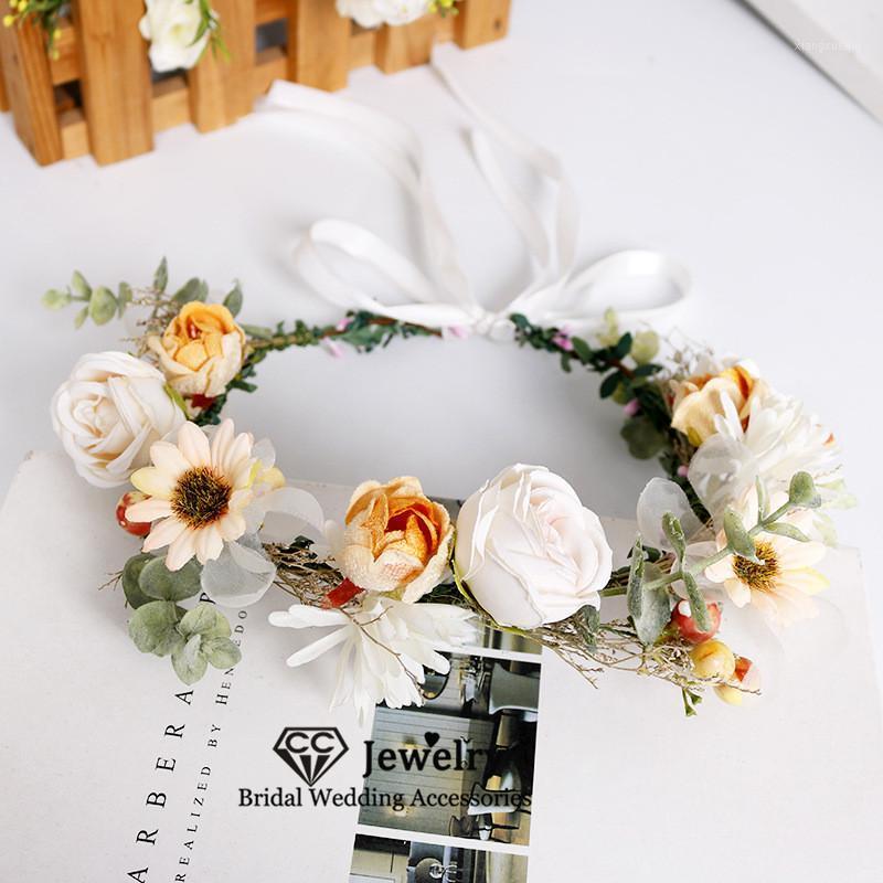 

Hair Clips & Barrettes Flower Headbands Women Accessories Wedding Jewelry Engagement Crowns Bridal Headdress Seaside Floral Wreath Gifts, Golden;silver