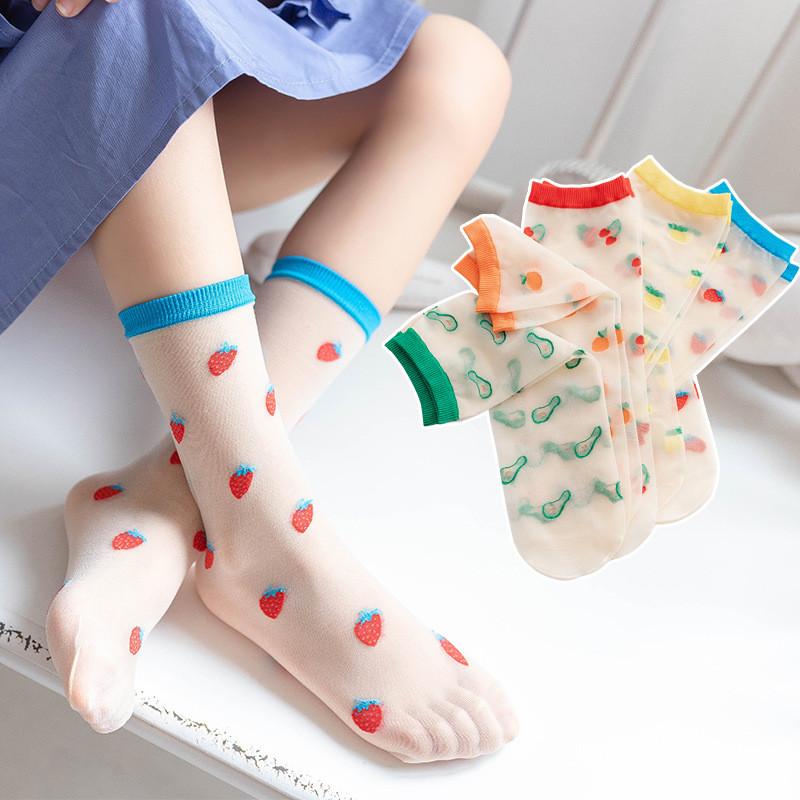 

Socks Lawadka Summer Kids Girl Fashion Soft Cotton Children For Girls Fruit Pattern Clothes Accessories 1-8Years, Orange