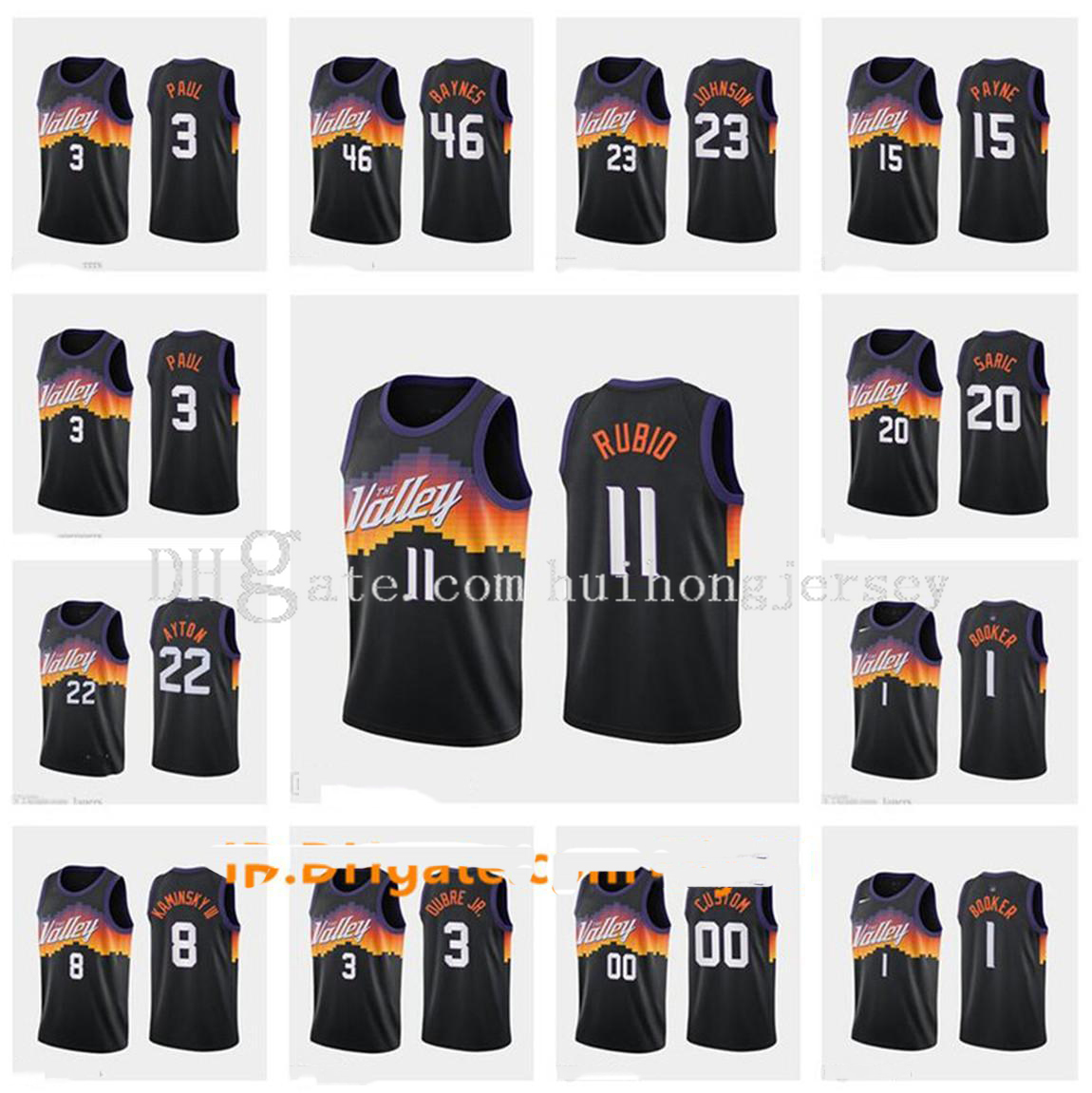 

2022 New Jersey 1 Devin Booker Jerseys Ricky Rubio Baynes Johnson Payne Paul SaricNew Kaminsky III 2020/21 City Basketball Jersey