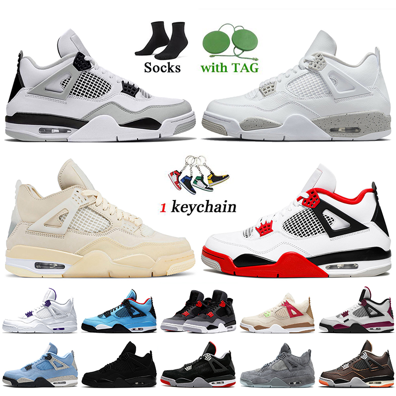 

Top Quality Jumpman 4 4s Basketball Shoes Military Black Cat White Oreo Sail Fire Red Infrared Wild Things Shimmer University Blue PSGs Bred Travis Trainers Sneakers, C40 yellow 40-47