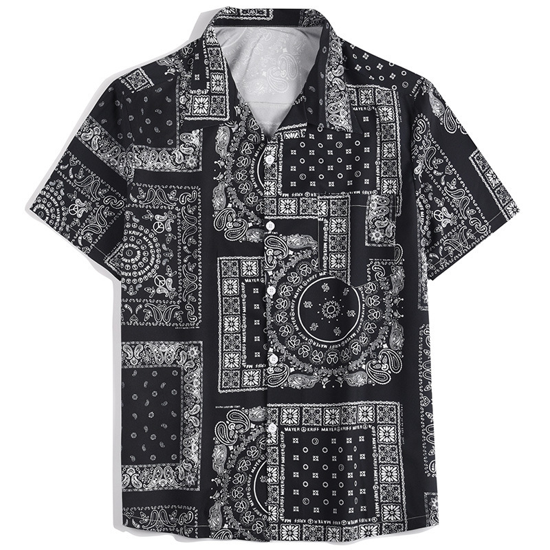 

men's shirt 2021 new tropical hawaiian resort style cashew flower shirt print, White;black