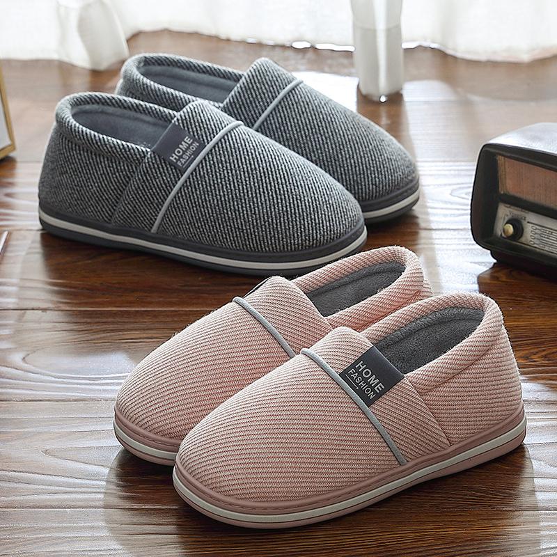 

Slippers Winter Warm For Men Furry Short Plush Women Non Slip Bedroom Couples Soft Cotton Indoor House Shoes, Black