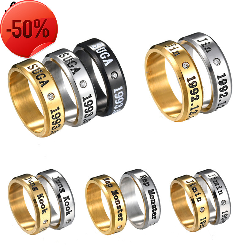 

Mixed batch BTS bulletproof Youth League titanium steel smooth ring men's and women's stainless diamond