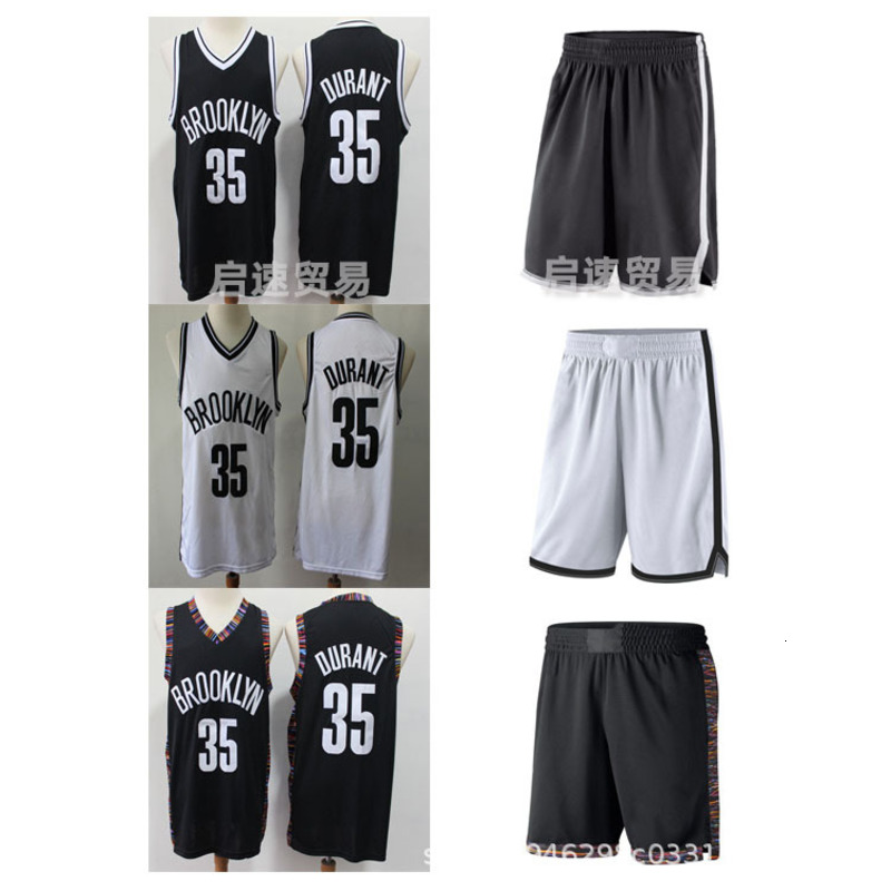 

Shorts Basketball net 35 Durant white black city basketball suit embroidered Jersey pants