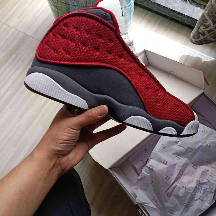 

13 Retro Dark Powder Blue Men Shoes Gym Red/Flint Grey-White-Black 12 BasketballShoes 13s Red Flint sports sneakers 414571-144 With Box