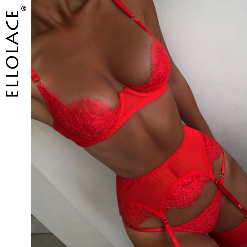 

Lingerie Underwear Set Sexy Lace Bra Set Underwire Push up Brassiere Female Erotic Lingerie Set Womens Underwear, Red