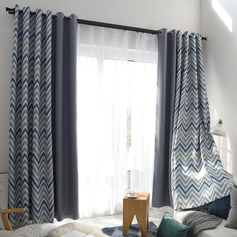 

curtain & drapes nordic modern minimalist curtains for living dining room bedroom light luxury corrugated contrast stitching blackout