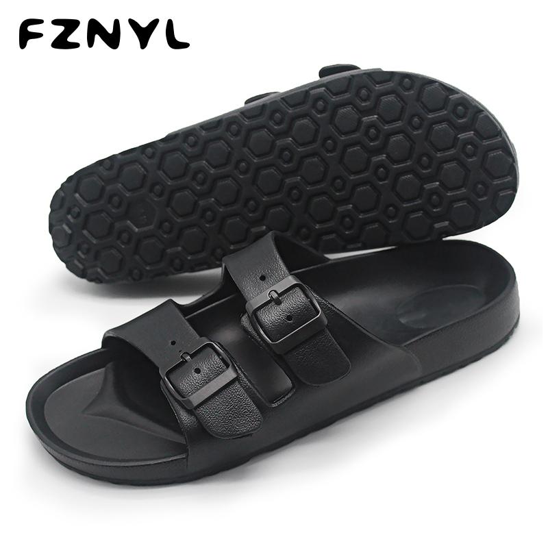 

Sandals FZNYL Men Summer Beach Walking Breathable Soft Shoes Buckle Strap Design Male Casual Flip Flops Classic Black Sandalias