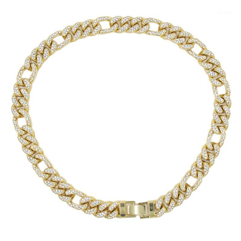 

Hip Hop CZ Bling Rapper Necklace Men'S Jewelry Miami Curb Cuban Chain 15mm Gold Out Shop Rhinestone Chains