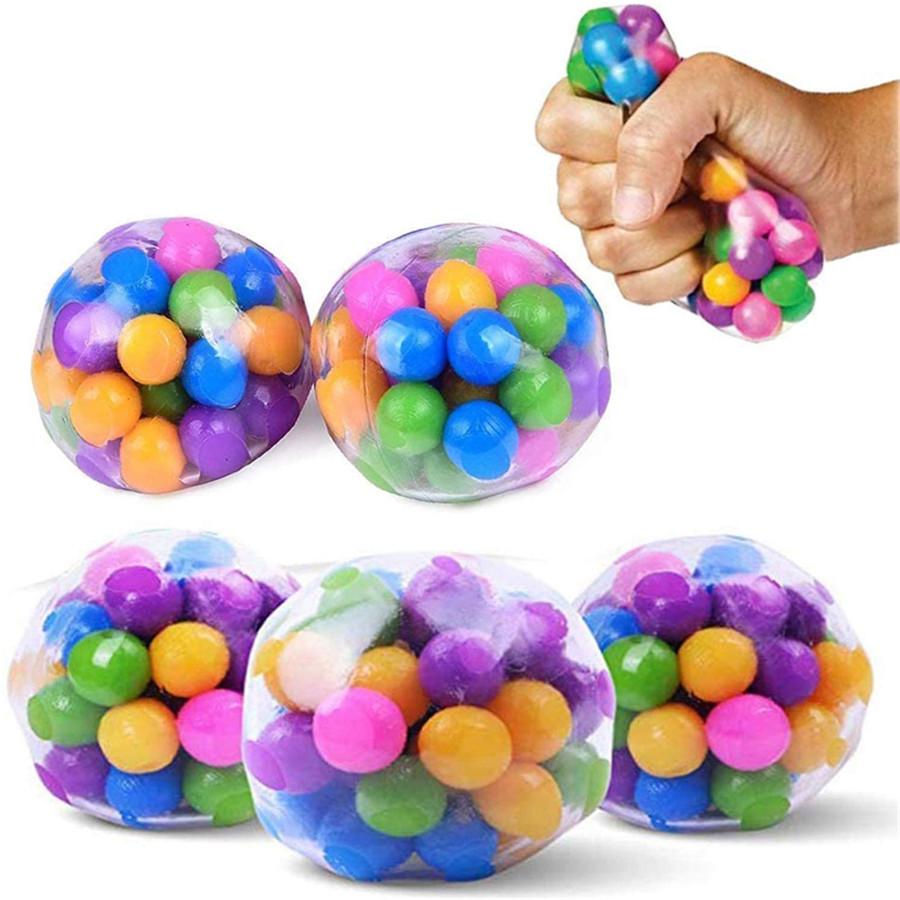 

Rainbow Pressure Ball Fidget Toy DNA Colored Beads Stress Relief Ball TPR Soft Glue Grape Burr Pinch Squeeze Children's Day Gift