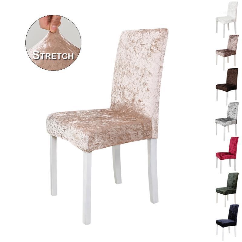 

Europe Style Solid Color Spandex Velvet Stretch Wedding Banquet Chair Cover Home Party DecorDining Room Seat 1-8 Pcs D30 Covers