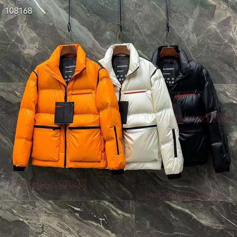 

Designer down jacket PRAD top quality 90% white goose feather man Budge Triangle Art, SGN919 Tec Rec stitching fabric long sleeves, 1235