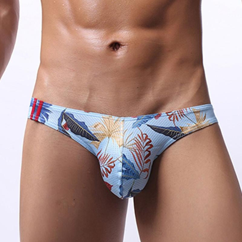 

Underpants Bulge Pouch Mesh Panties Breathable Bikini Shorts Mens Printing U Convex Briefs Male Clothes Underwear Pants Bottom, Black;white