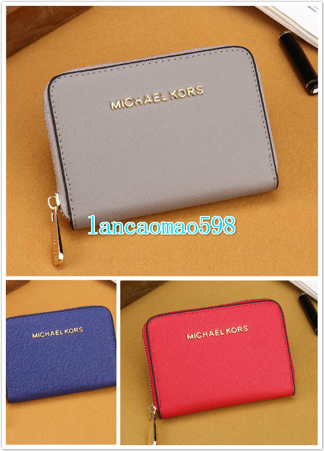 

037 Hot sell michael mk kors short zipper wallet men Bank card package coin purse leather clutch bag card holder purse, Black;brown