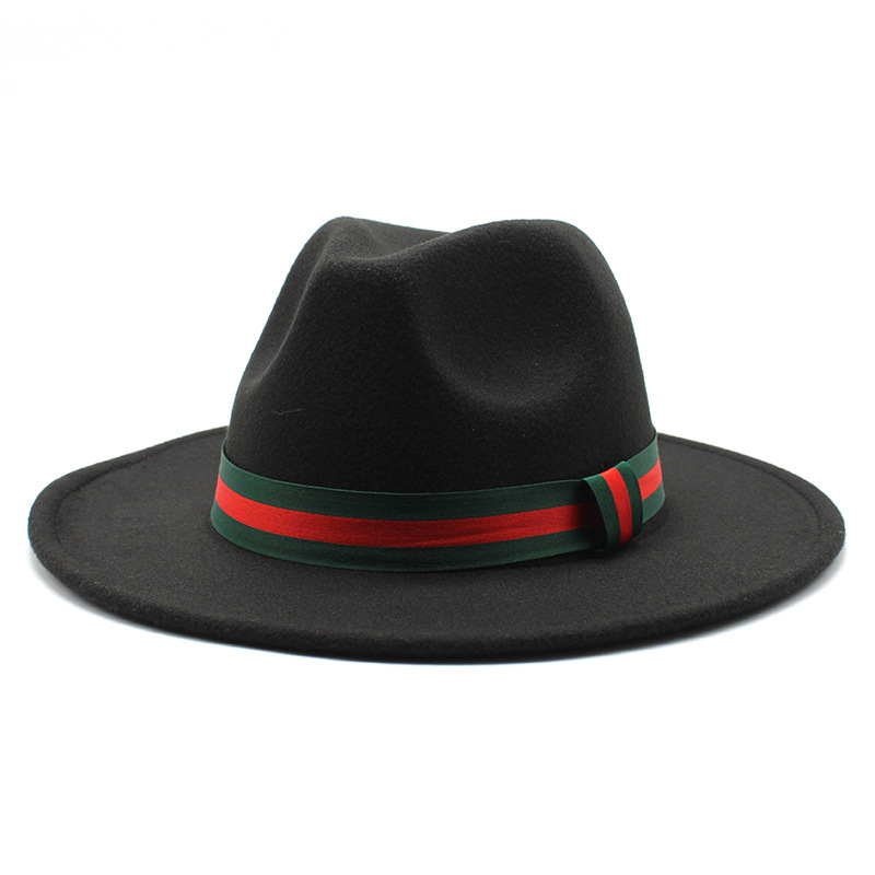 

2021 Europe America autumn winter big hat fashion flat - brimmed top hats men and women woolen jazz cap, Blue;gray