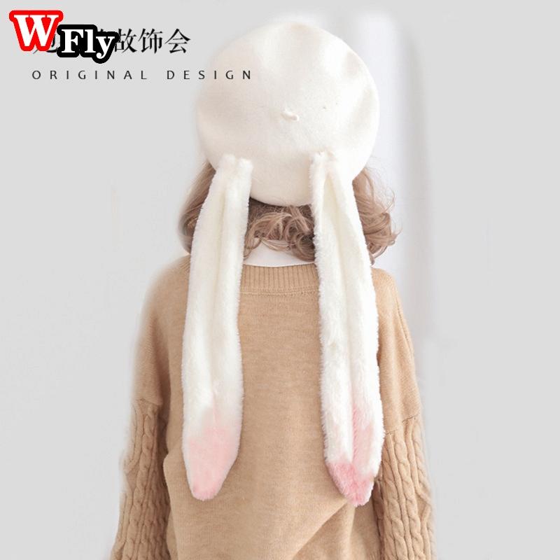 

Berets Harajuku Soft Sister Cute Lop Eared Beret Lolita Women Cap Lovely Painter Autumn Winter Keep Warm Wool Hat Headdress, Blue;gray