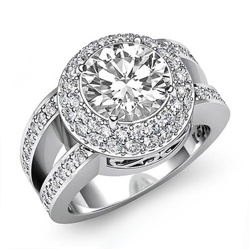 

Wedding Rings Luxury Shiny Female Male Copper Plated Cutout Round Zircon Engagement Ring For Women Man Girl Gift Party Jewelry