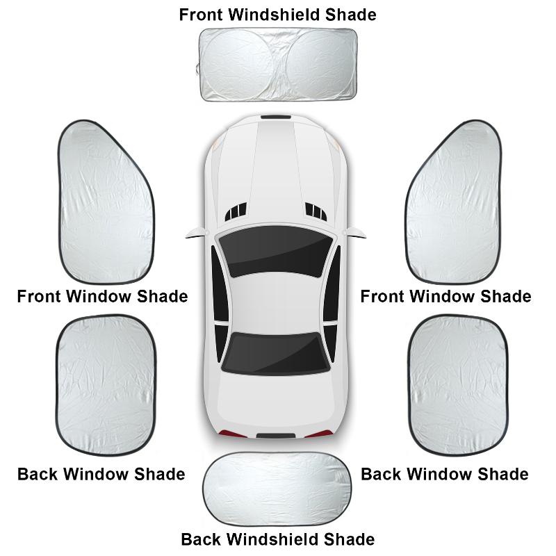 

Car Organizer Window Sunshade Sun Protection Cover Sunscreen Curtain 6PCS Front Block Side Storage Bag Visor Dropship