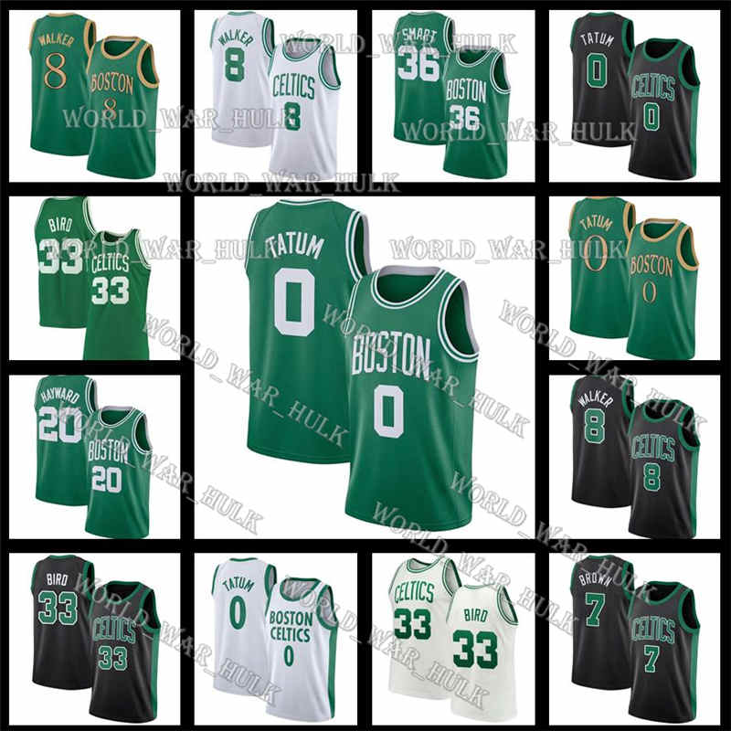 

Jayson 0 Tatum Jersey Marcus 36 Smart Larry 33 Bird Kemba 8 Walker Jaylen 7 Brown Boston Celtics Basketball Jerseys, Black;red