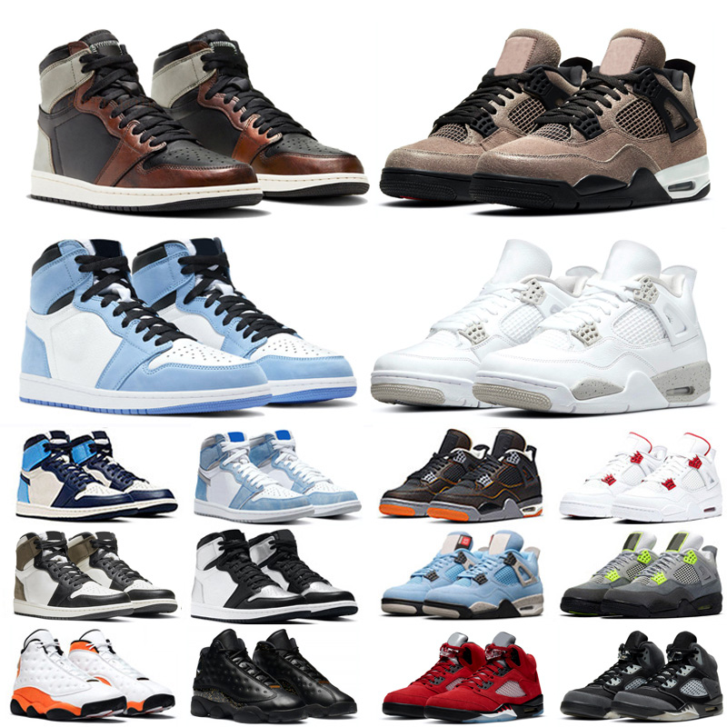 

Basketball Shoes men women 1s Rust Shadow University Blue Obsidian Hyper Royal 4s White Oreo Black Cat Raging Bull 5s Mens Trainers sneakers, 1s 5-12 rust shadow
