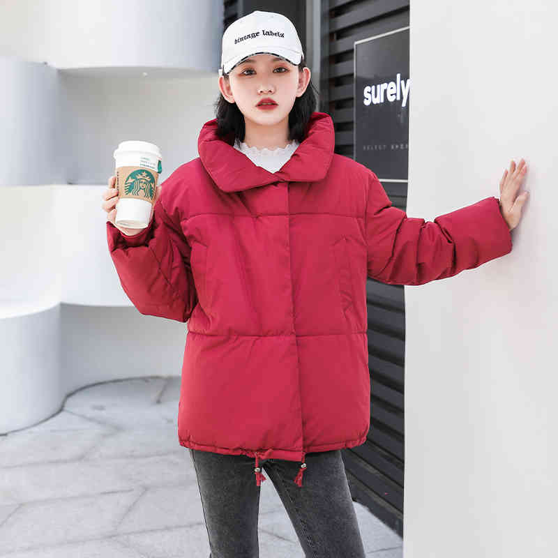 

New Winter Stand Collar Black White Female Down Coat Loose Oversize Women Parka Thick Jacket Clothes