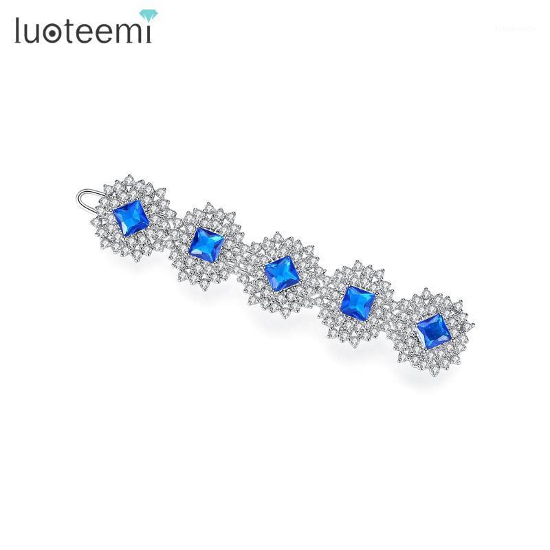 

Hair Clips & Barrettes LUOTEEMI Wedding Accessories For Women Cubic Zirconia Clip Bijoux Cheveux Bridal Headwear Tocados Para El Pelo De Muj, Golden;silver