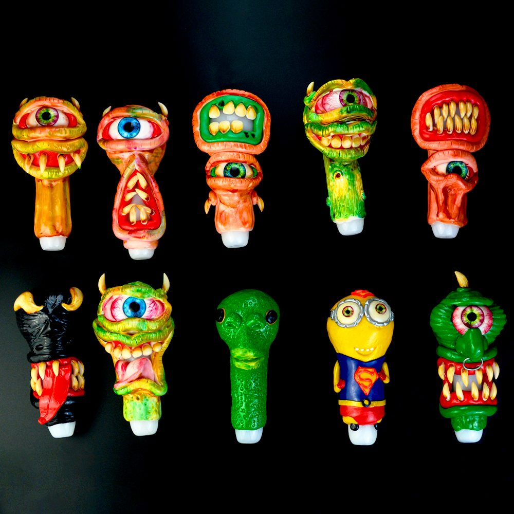 

5" Tobacco Smoking Glass Hand Pipe 3D Evil Monster Face Character Bong