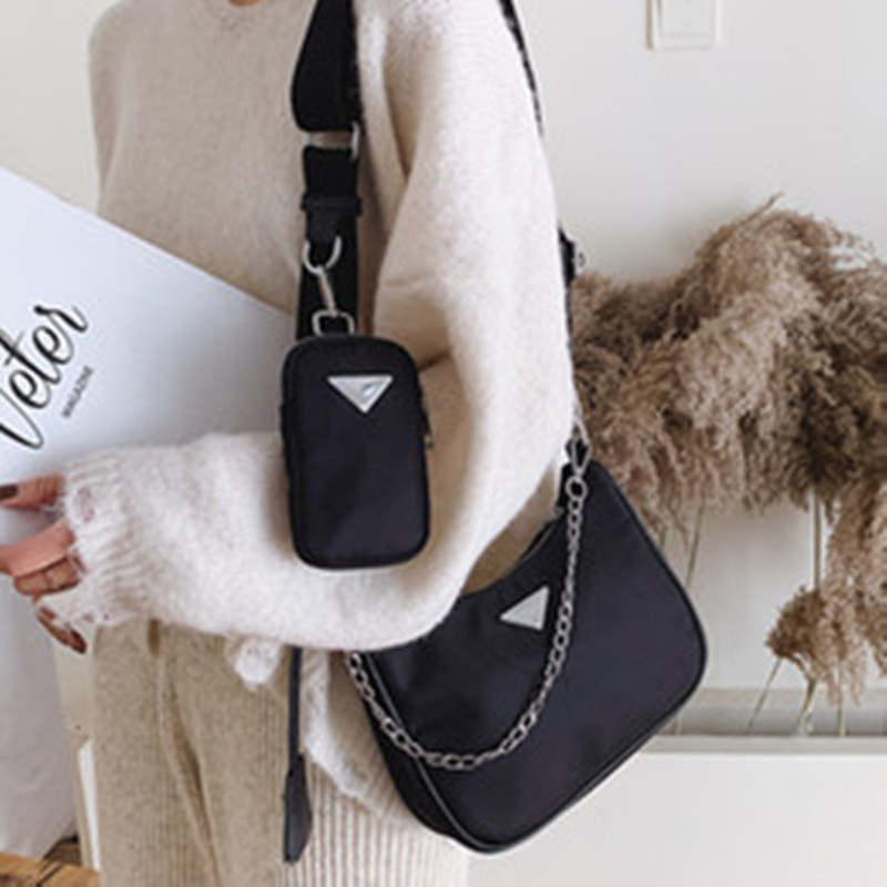 

2021 womens total Plain Cross Body bag three set Handbag Purses Brand Fashion Woman backpack Bags Nylon handbags wallet, Make up the difference