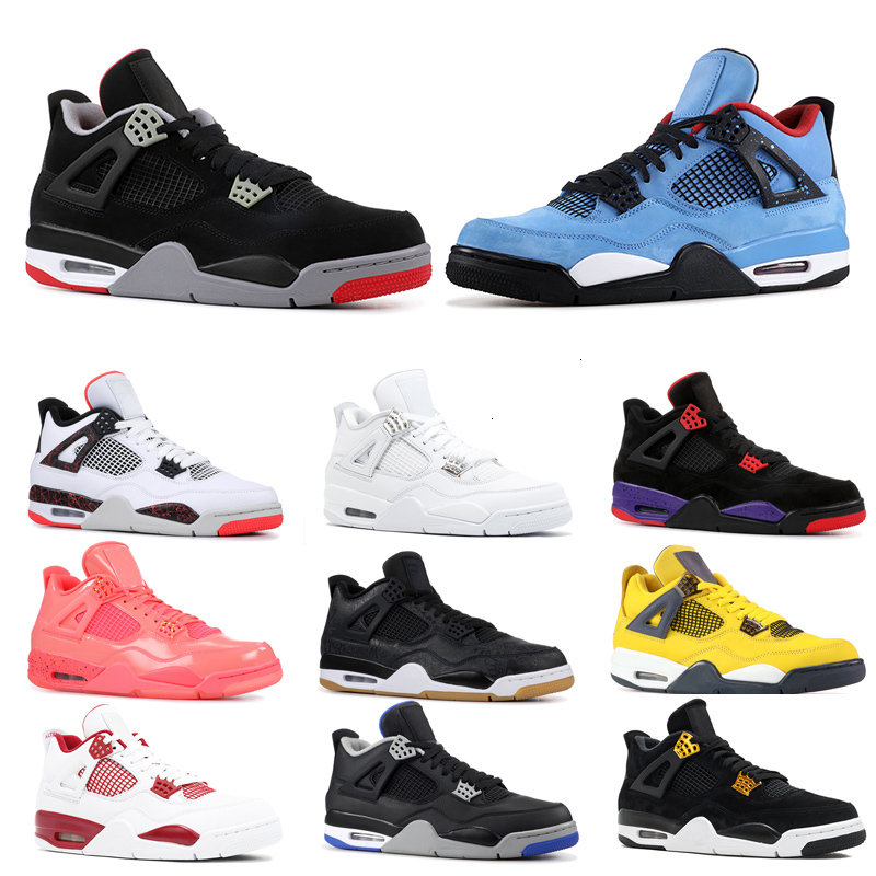 

4 4s Basketball Shoes Mens OG Bred For Tattoo Raptors White Cement Men Trainer Sports Sneakers Size 8-13