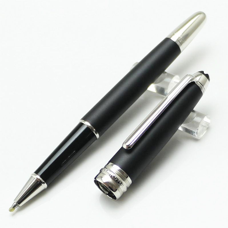 

Msk-163 Matte Black Roller ball /Ballpoint pen Wholesale Promotion High quality office school supplies with Series Number XY2006108+Gift Refills+Plush Pouch, Golden / silver