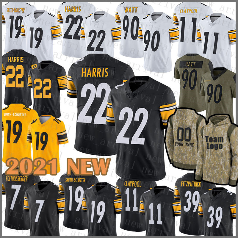 

2021 Salute To Service Hoodie Football Jacket Najee Harris T.J. Watt Juju Smith-Schuster Chase Claypool Ben Roethlisberger Minkah Fitzpatrick Devin Bush Haden Jersey, Patch+mens-g r
