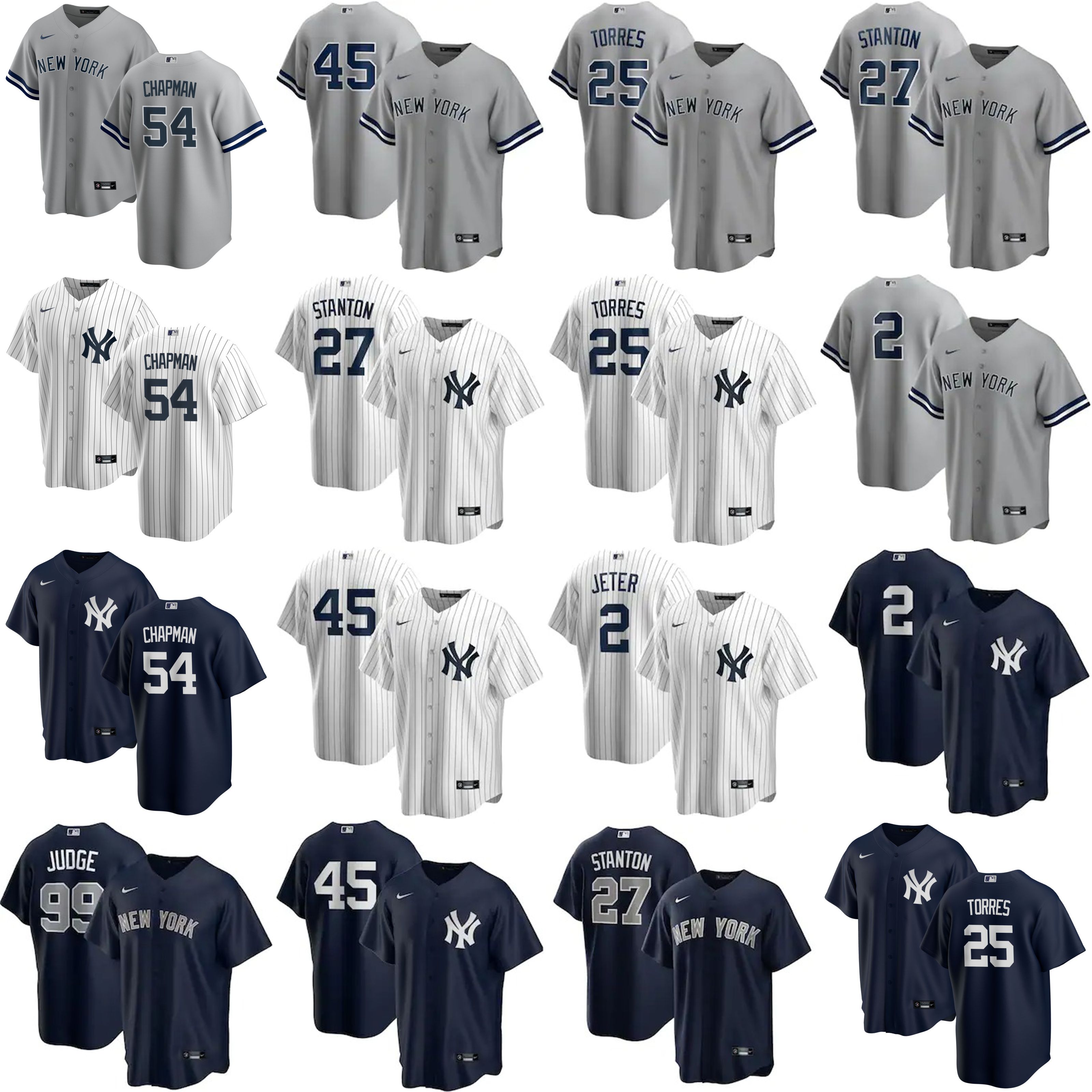 

New York Yankees Baseball Jerseys Men Nike MLB Aaron Judge Jersey Gerrit Cole Aroldis Chapman Derek Jeter Giancarlo Stanton Gleyber Torres Stitched, Blue;black
