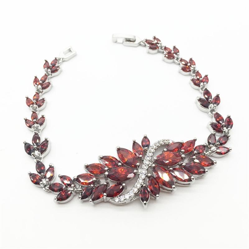 

Link, Chain High Quality Cluster Flower Red Colorful Cubic Zirconia Stone Bracelet For Women Summer Jewelry