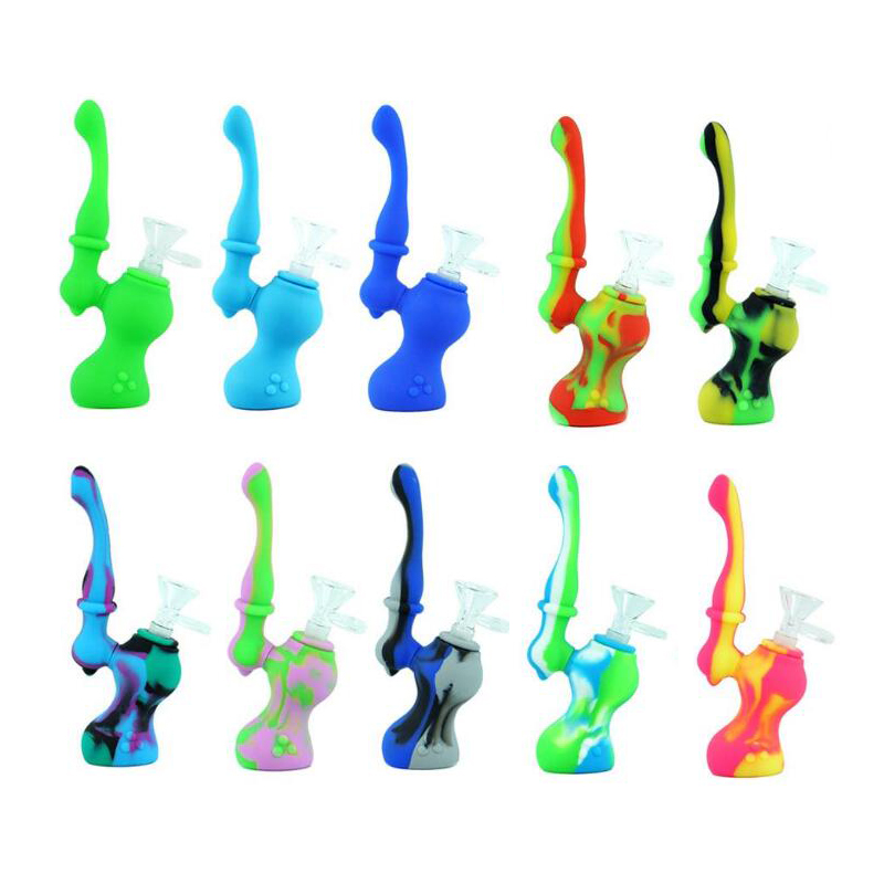 

4.8 Inch Silicone Smoke Pipes Sherlock Shape Portable Folding Water Hookah Pipe Bong With Cap Bowl Herb Cigarette Holder